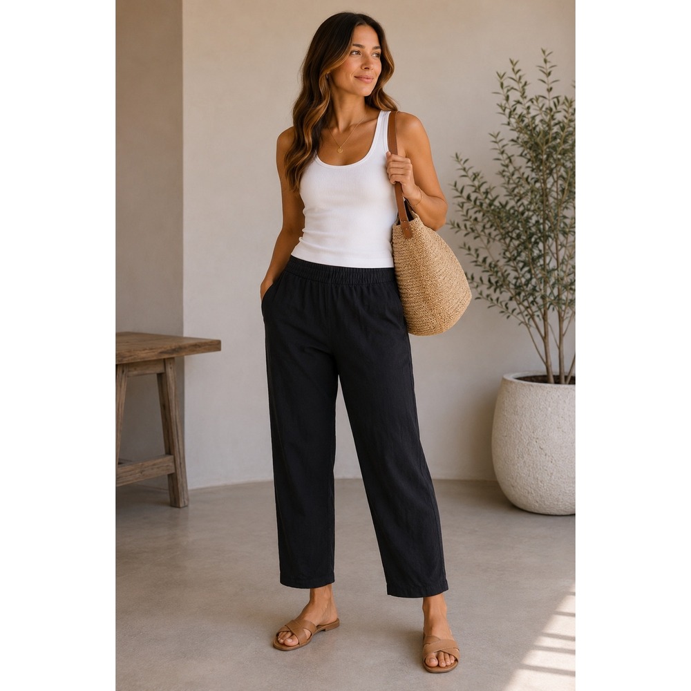 Chicos Travelers Black Velvet Wide Leg Pants Tall Size 2T US 12/14T High Rise